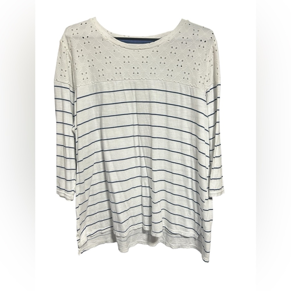 Maurices White and Navy Striped Long Sleeve Top